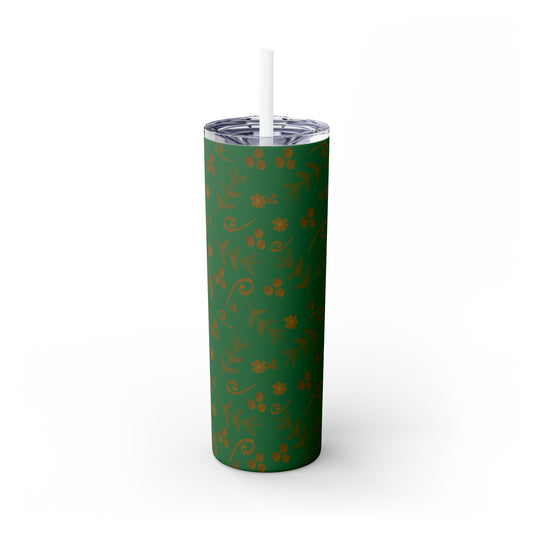 Clementine Green Skinny Tumbler with Straw, 20oz